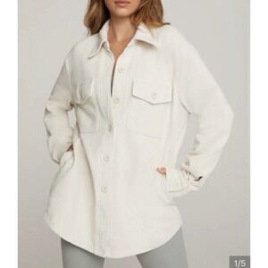 Good American White Terry Cloth Long Sleeve Jacket Size 1/2 Small/medium
